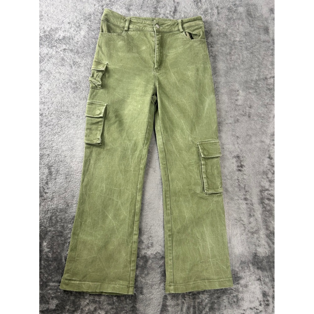 Altar'd State Cargo Pants women's size L Green Wide Leg Pockets high waist